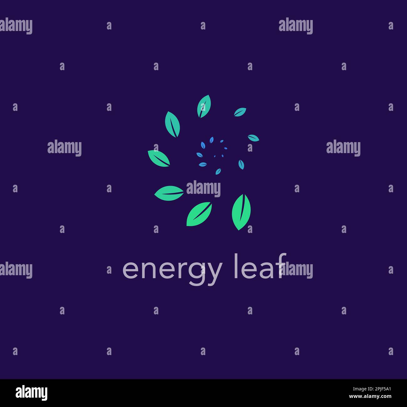 Logo ciclo foglia. modello del logo clean energy. generare la propria energia. design vettoriale unico. Illustrazione Vettoriale