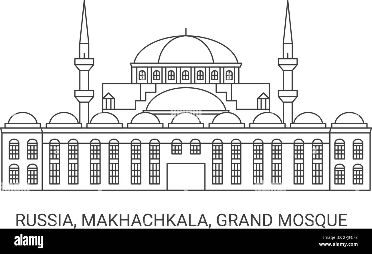 Russia, Makhachkala, Grande Moschea, viaggio punto di riferimento vettore illustrazione Illustrazione Vettoriale