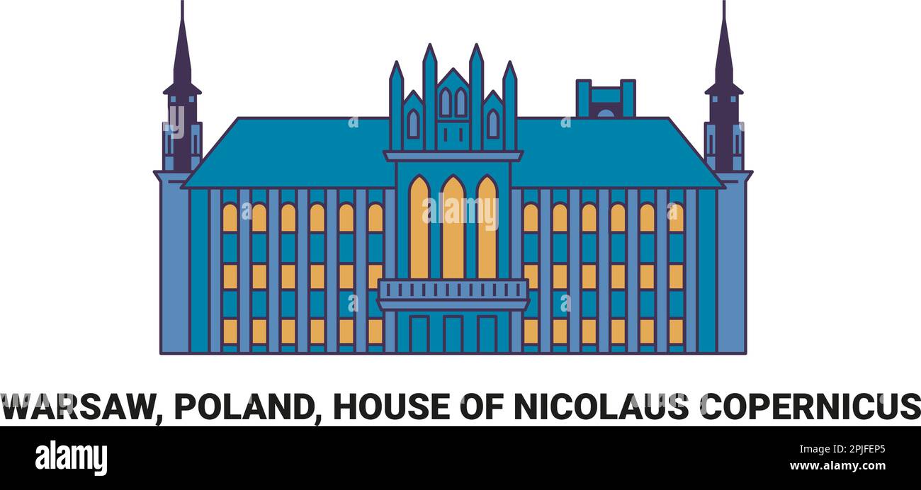 Polonia, Varsavia, Casa di Nicolaus Copernicus, viaggio punto di riferimento vettore illustrazione Illustrazione Vettoriale