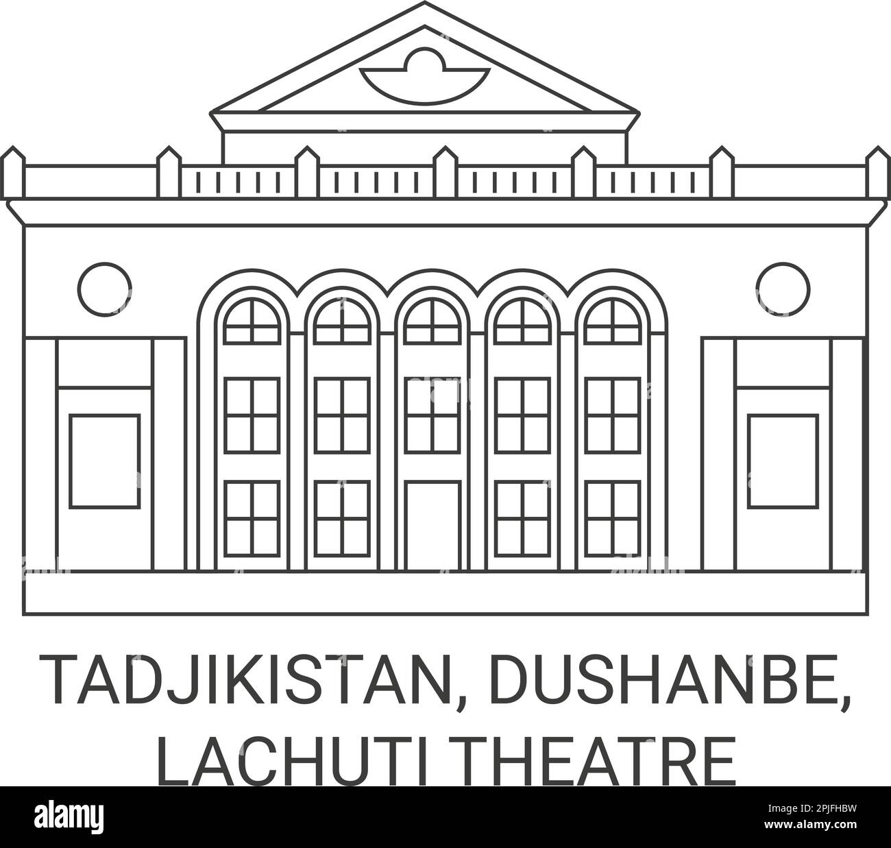 Tadjikistan, Dushanbe, Teatro Lachuti viaggio punto di riferimento vettore illustrazione Illustrazione Vettoriale