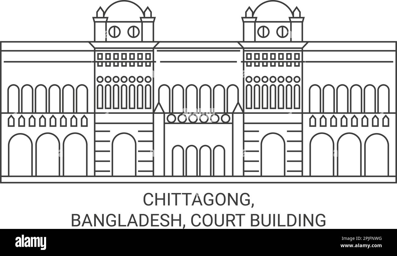 Bangladesh, Chittagong, Court Building viaggio punto di riferimento vettore illustrazione Illustrazione Vettoriale