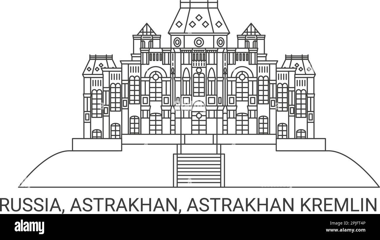 Russia, Astrakhan, Cremlino di Astrakhan, illustrazione vettoriale di riferimento del viaggio Illustrazione Vettoriale