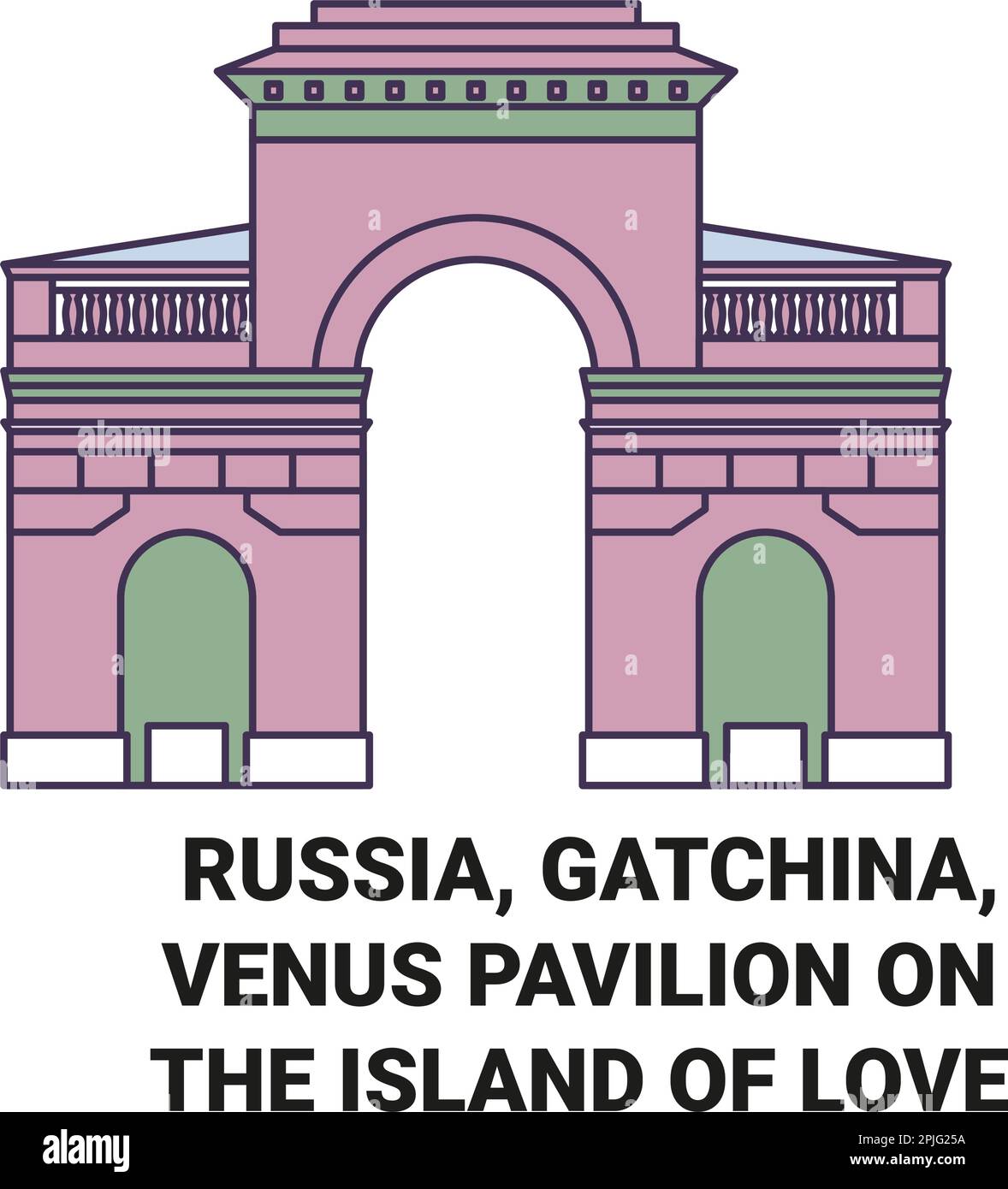 Russia, Gatchina, Padiglione di Venere sull'Isola dell'Amore viaggio punto di riferimento vettore illustrazione Illustrazione Vettoriale