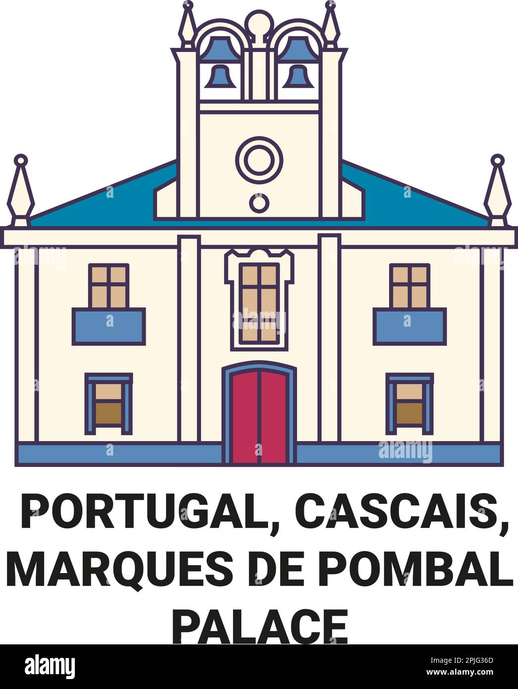 Portogallo, Cascais, Marques De Pombal Palace viaggio punto di riferimento vettoriale illustrazione Illustrazione Vettoriale