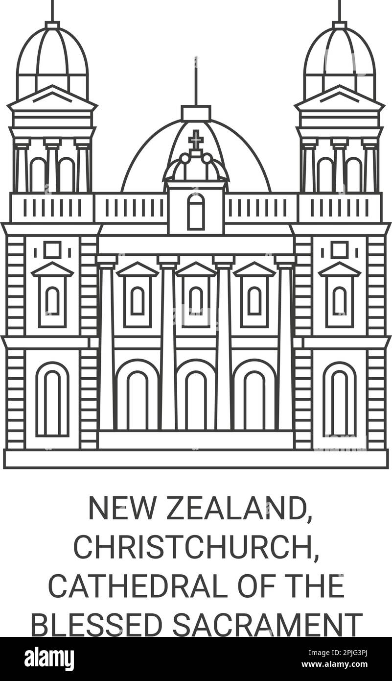 Nuova Zelanda, Christchurch, Cattedrale del Santissimo Sacramento viaggio punto di riferimento vettore illustrazione Illustrazione Vettoriale