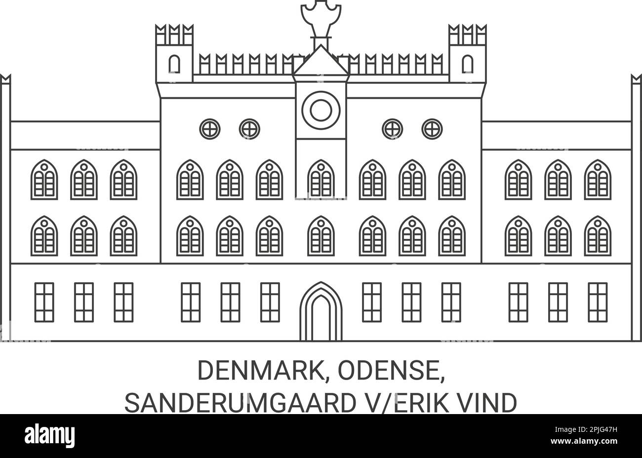 Danimarca, Odense, Sanderumgaard Verik Vind viaggio riferimento vettore illustrazione Illustrazione Vettoriale