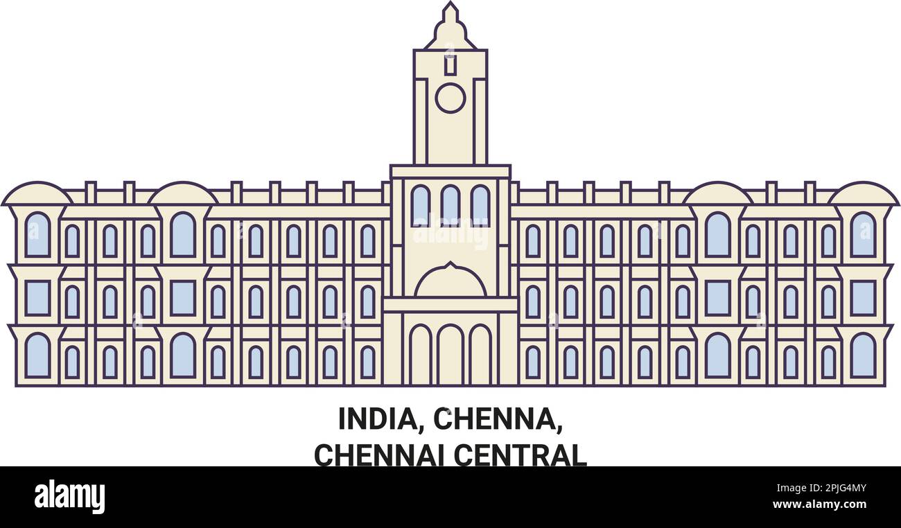 India, Chenna, Chennai viaggio centrale riferimento vettore illustrazione Illustrazione Vettoriale