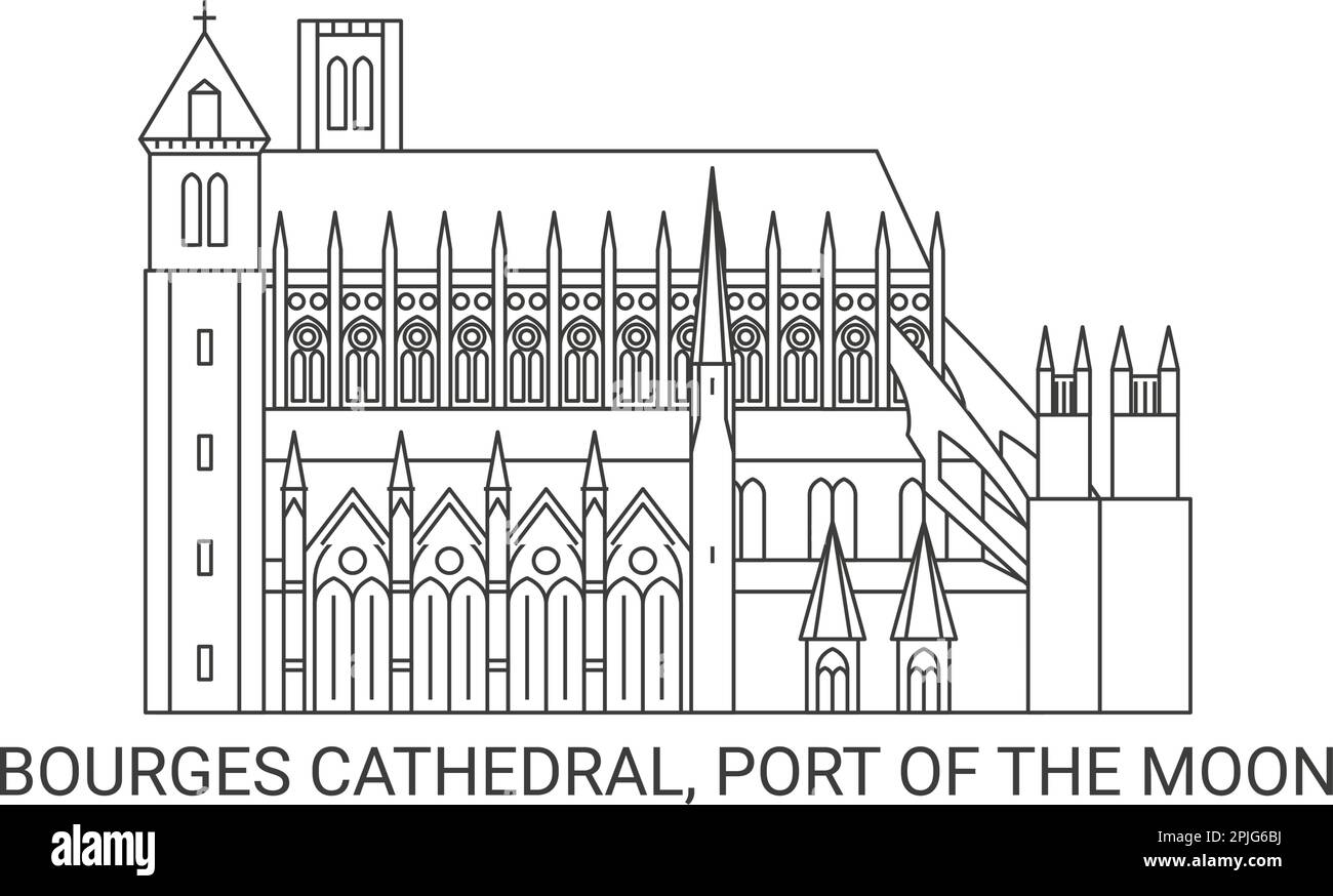 Francia, Cattedrale di Bourges, Porto della Luna, viaggio punto di riferimento vettoriale illustrazione Illustrazione Vettoriale