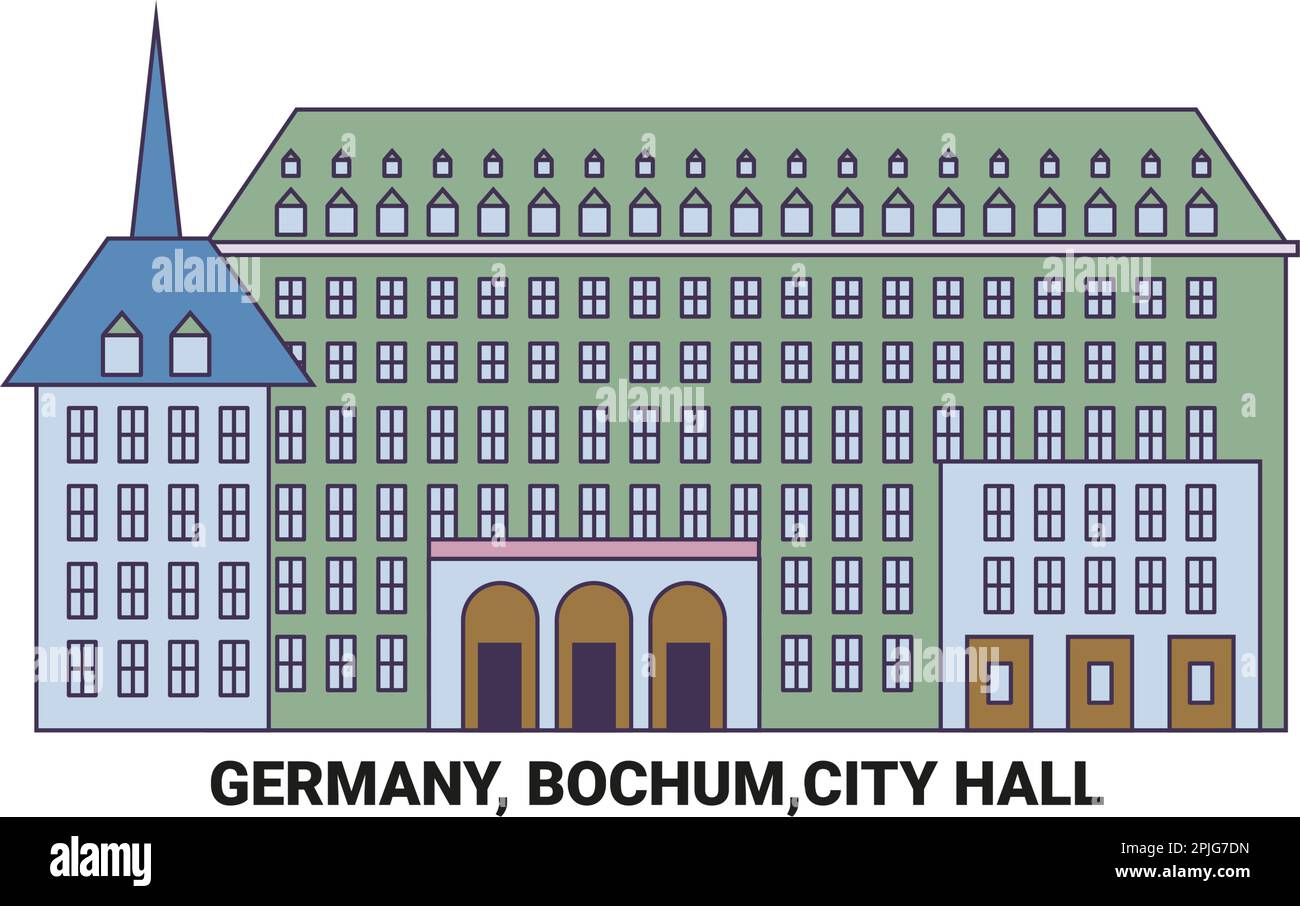 Germania, Bochum, Municipio, viaggio punto di riferimento vettoriale illustrazione Illustrazione Vettoriale
