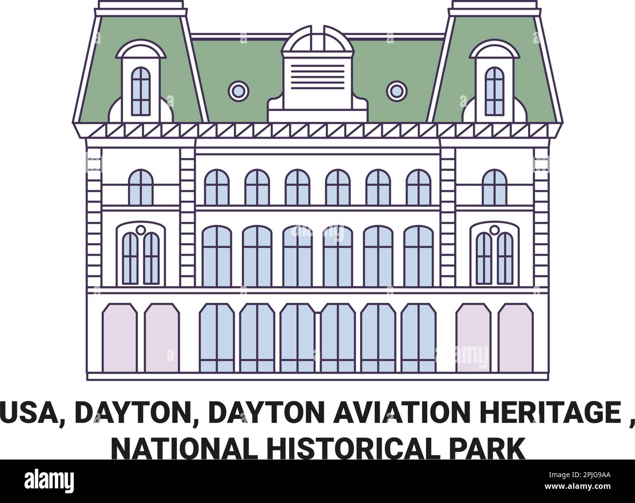 USA, Dayton, Dayton Aviation Heritage, National Historical Park viaggio punto di riferimento vettore illustrazione Illustrazione Vettoriale