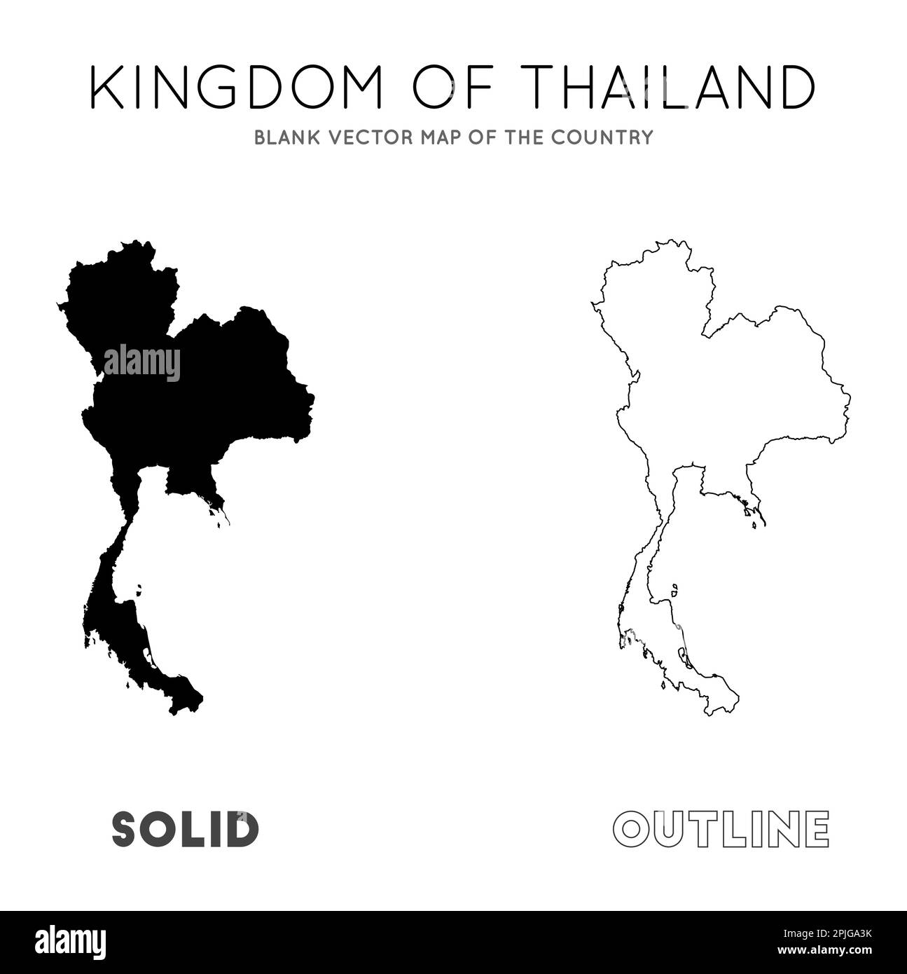 Mappa della Thailandia. Mappa vettoriale vuota del paese. Confini della Thailandia per la tua infografica. Illustrazione vettoriale. Illustrazione Vettoriale