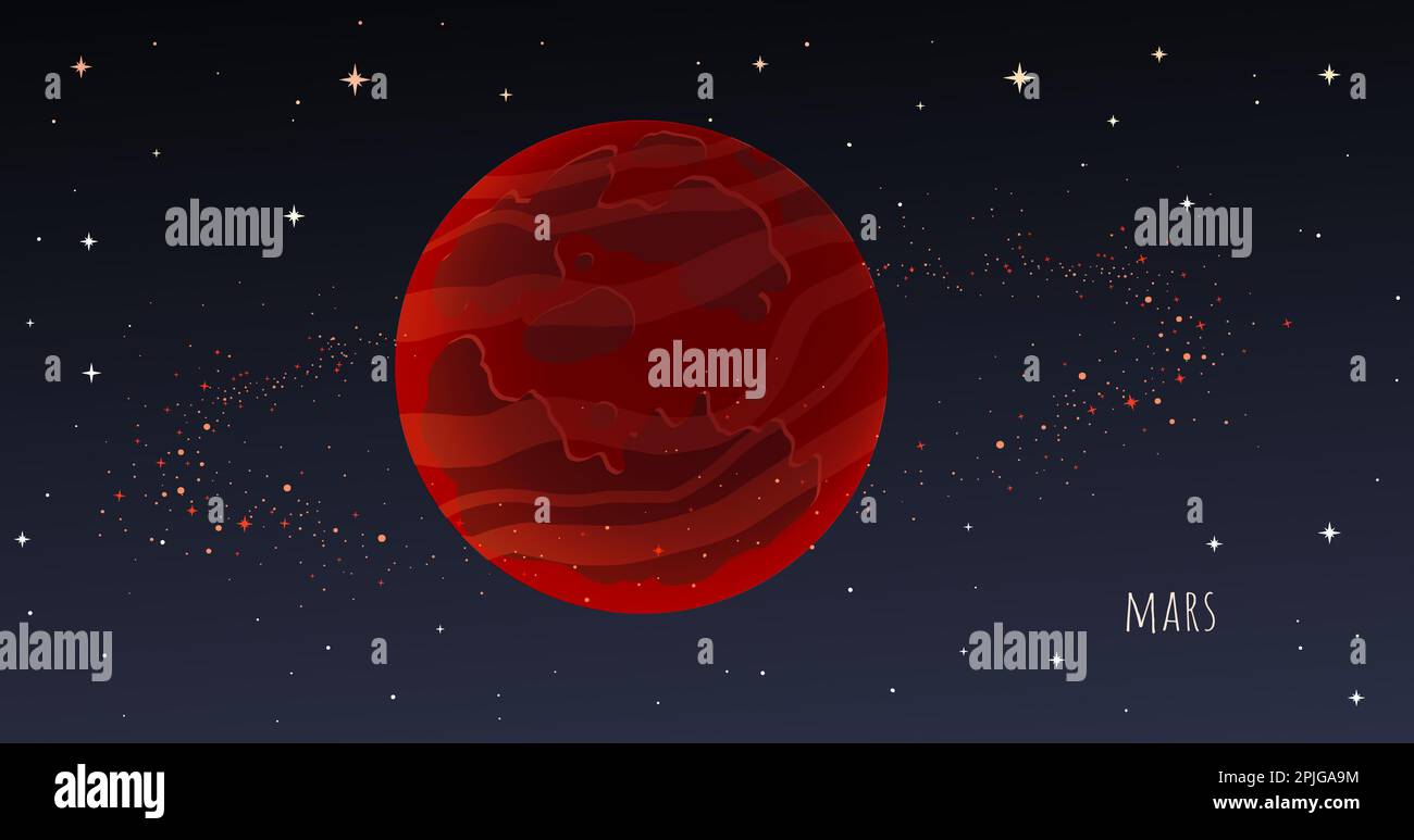 Pianeta Marte. Pianeti di raccolta del sistema solare Illustrazione Vettoriale