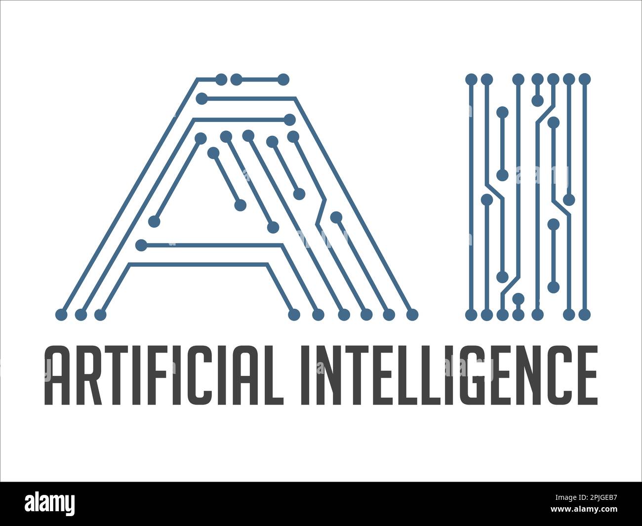 Intelligenza artificiale - concept logo - lettere ai come circuito integrato al computer Foto Stock