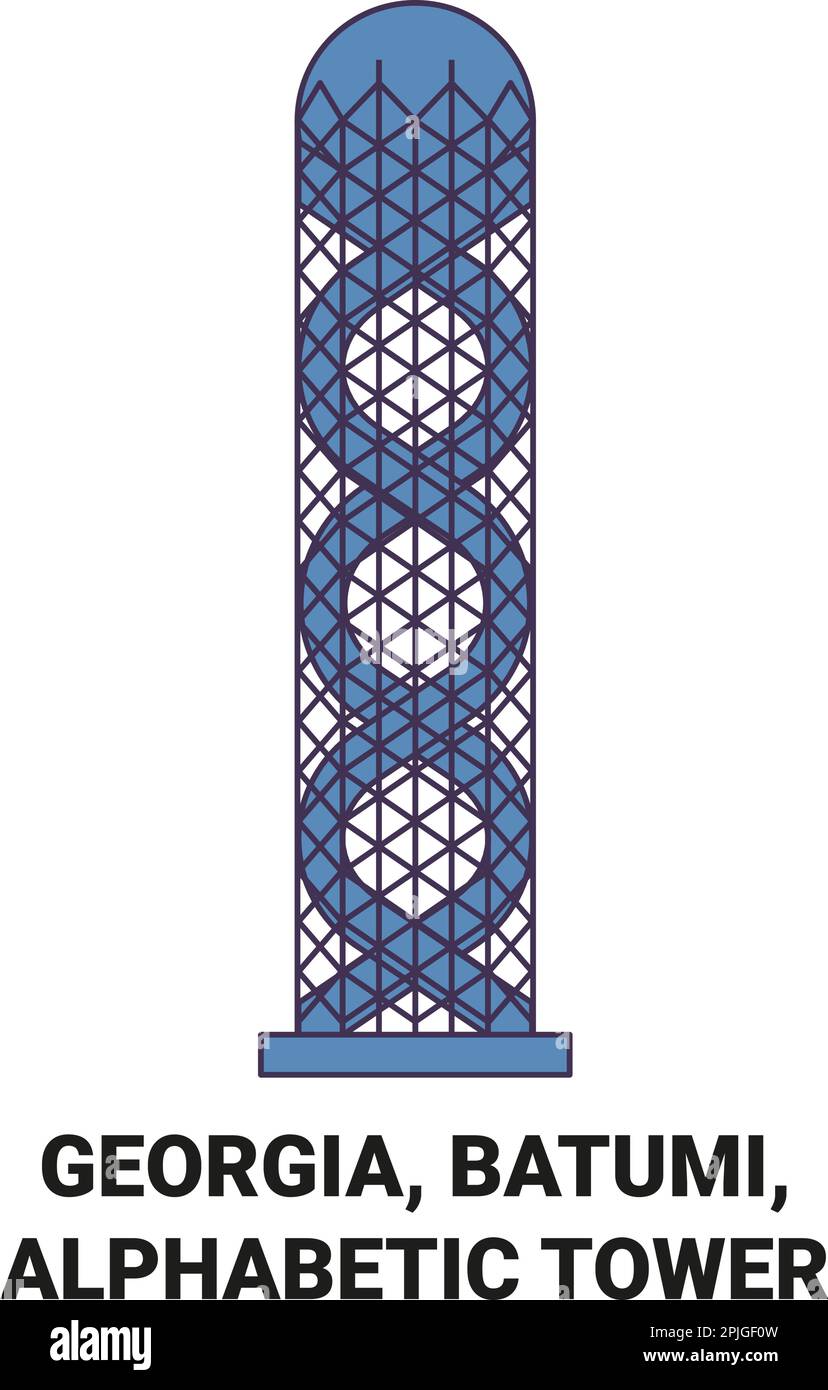 Georgia, Batumi, Alphabetic Tower viaggio punto di riferimento vettoriale illustrazione Illustrazione Vettoriale