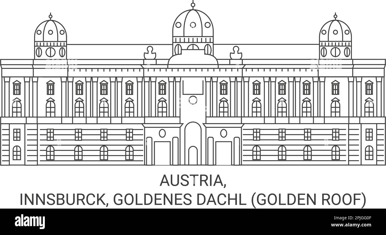 Austria, Innsburck, Goldenes Dachl Golden Roof viaggio punto di riferimento vettoriale illustrazione Illustrazione Vettoriale