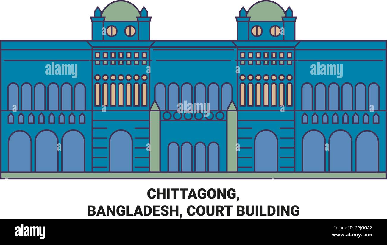Bangladesh, Chittagong, Court Building viaggio punto di riferimento vettore illustrazione Illustrazione Vettoriale