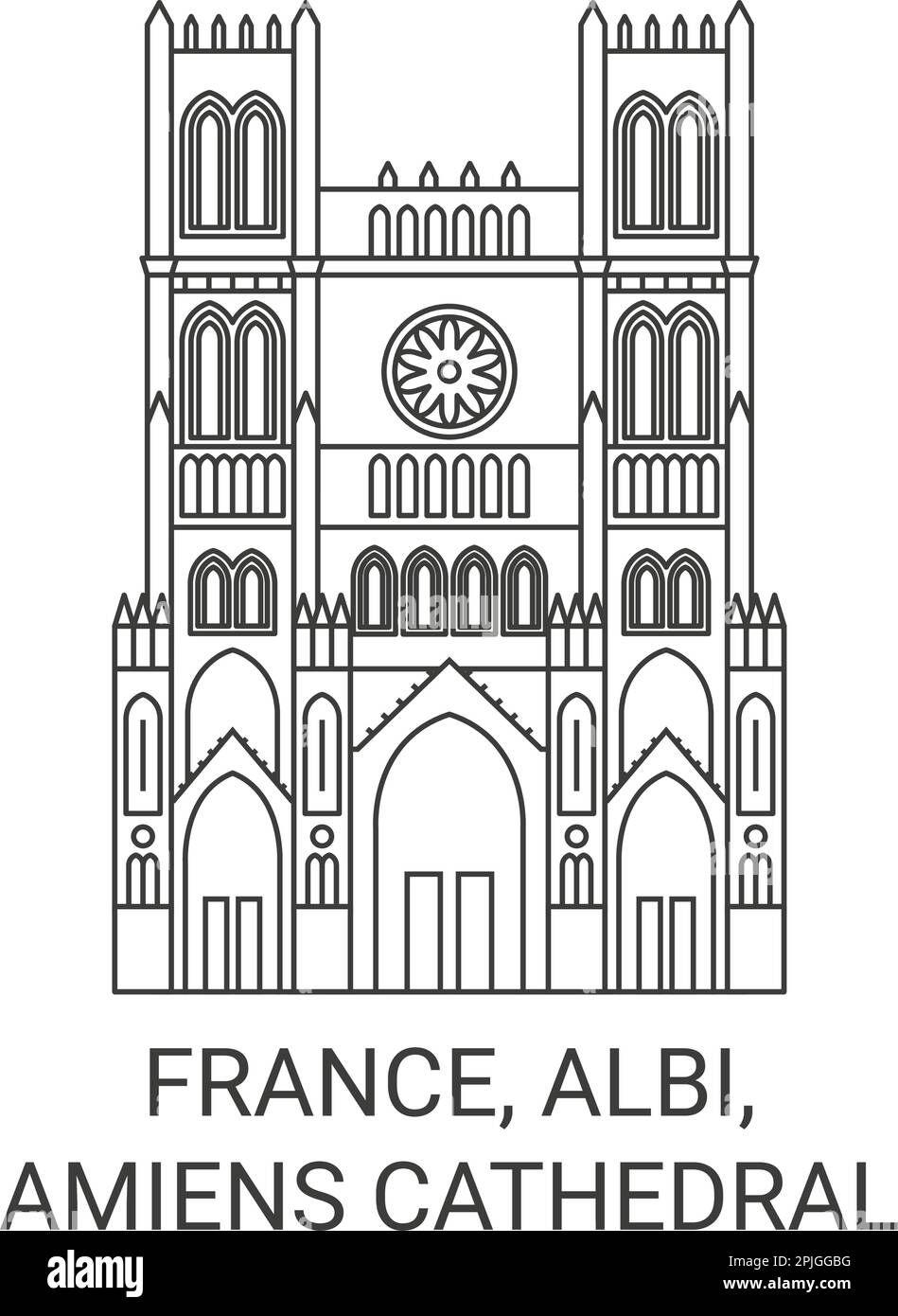 Francia, Albi, Cattedrale di Amiens viaggio punto di riferimento vettoriale illustrazione Illustrazione Vettoriale