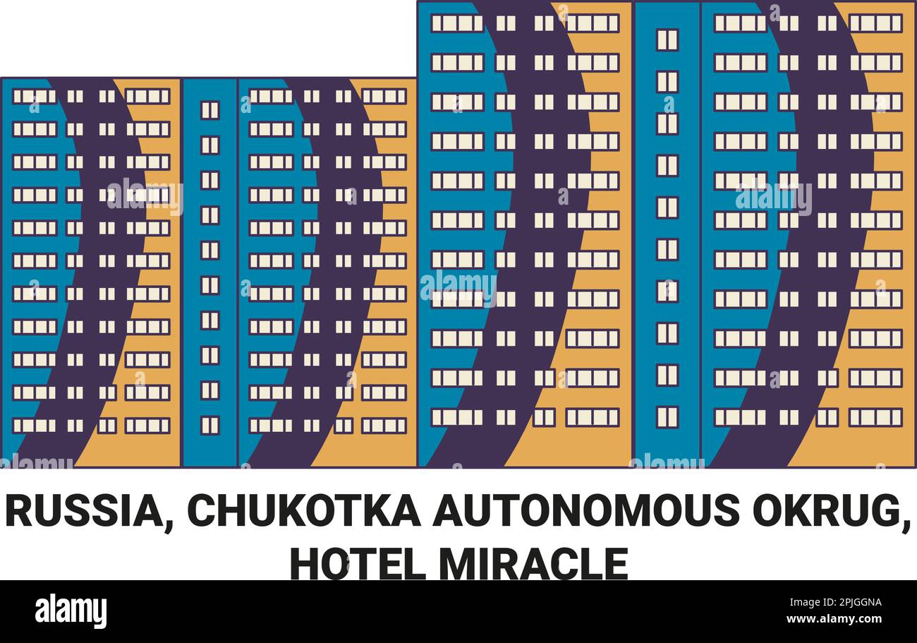 Russia, Chukotka Okrug autonomo, Hotel Miracle viaggio punto di riferimento vettore illustrazione Illustrazione Vettoriale