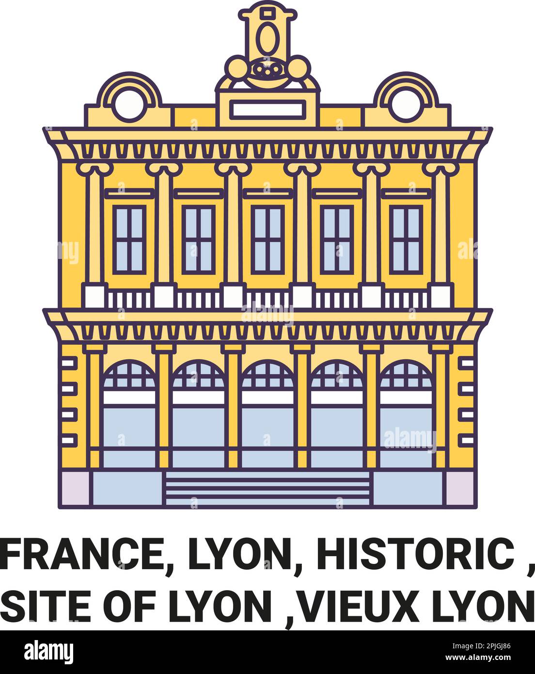 Francia, Lione, storico , Sito di Lione , Vieux Lyon viaggio punto di riferimento vettoriale illustrazione Illustrazione Vettoriale
