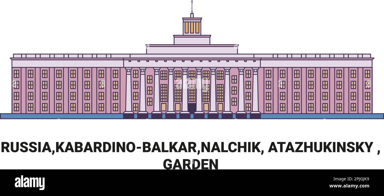 Russia,Kabardinobalkar,Nalchik, Atazhukinsky , Giardino viaggio punto di riferimento vettoriale illustrazione Illustrazione Vettoriale