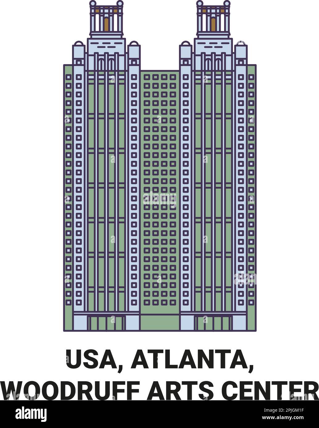 USA, Atlanta, Woodruff Arts Center viaggio punto di riferimento illustrazione vettoriale Illustrazione Vettoriale
