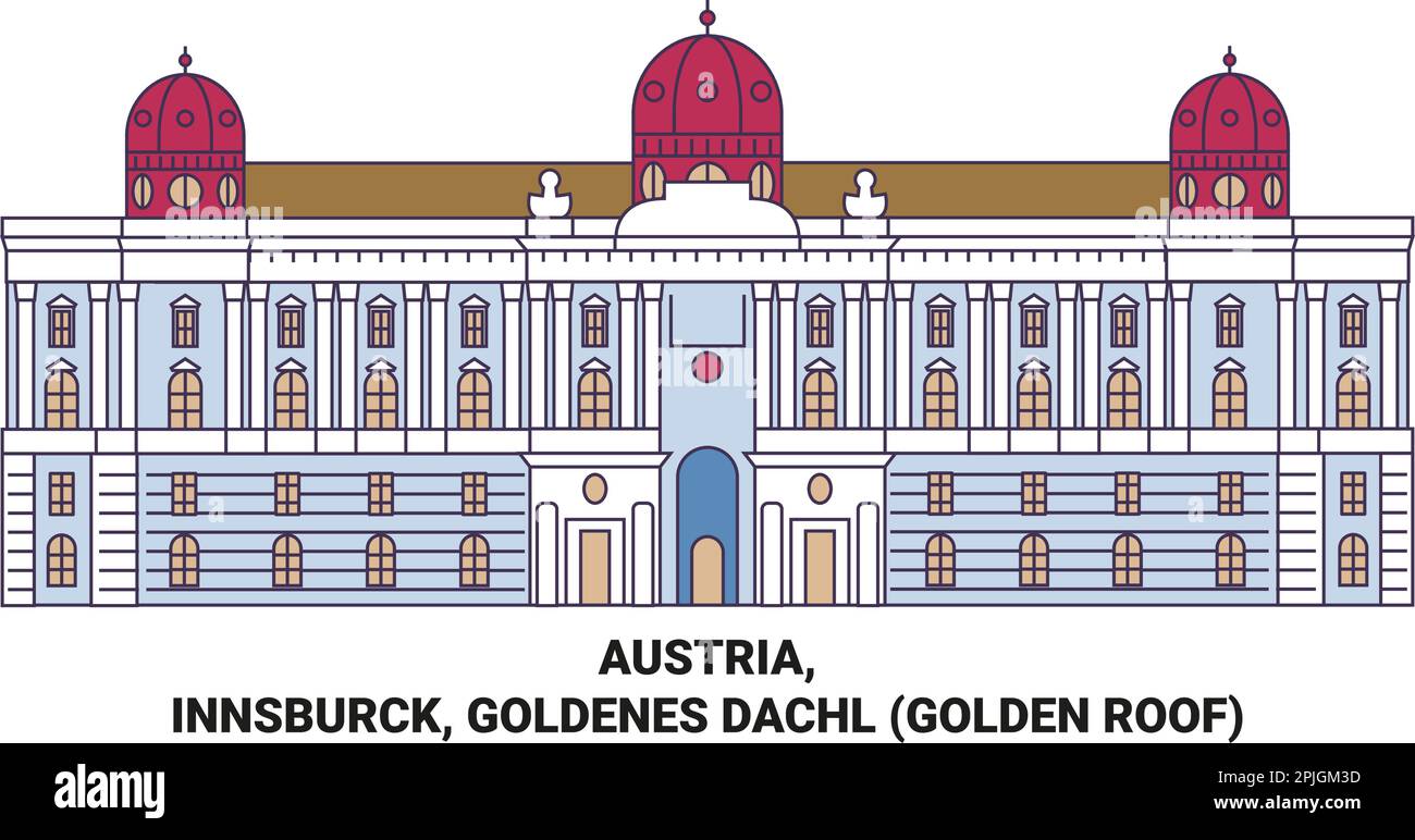 Austria, Innsburck, Goldenes Dachl Golden Roof viaggio punto di riferimento vettoriale illustrazione Illustrazione Vettoriale