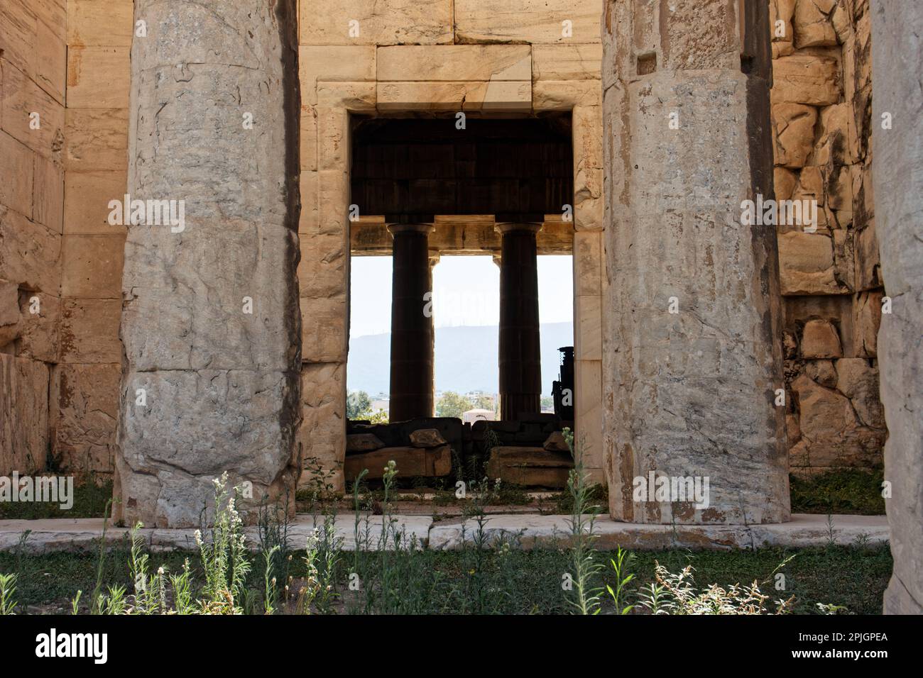 Le rovine del tempio di Efaistos nell'antica Agora, Atene, Grecia Foto Stock
