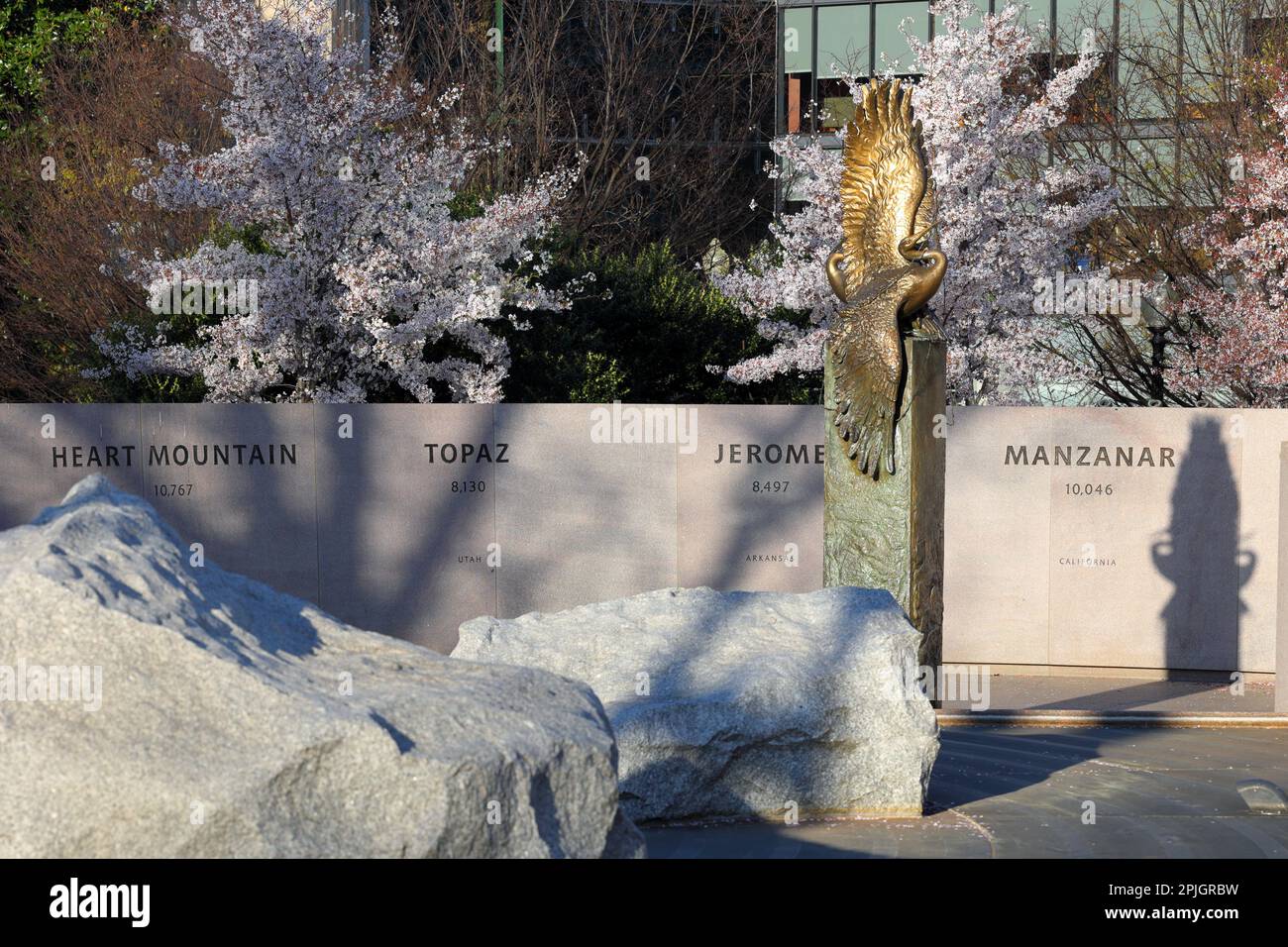 Memoriale giapponese americano al patriottismo durante la seconda guerra mondiale, Washington, DC. Il memoriale riflette l'eredità dei campi di concentramento (vedi info Foto Stock