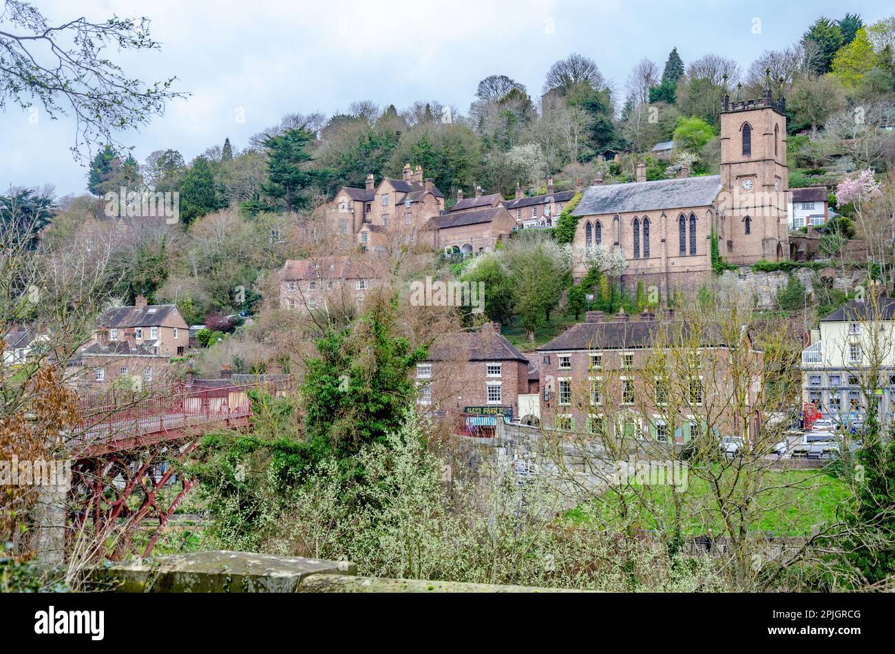 La città di Ironbridge in Shropshire, Regno Unito Foto Stock