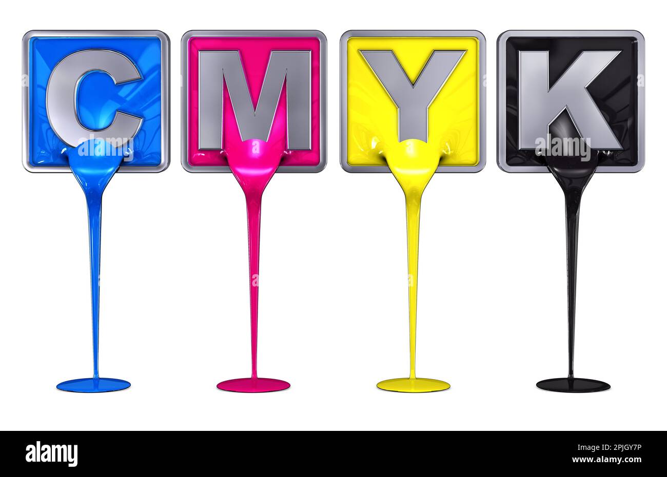 Rendering 3D di un concetto di colore cmyk Foto Stock