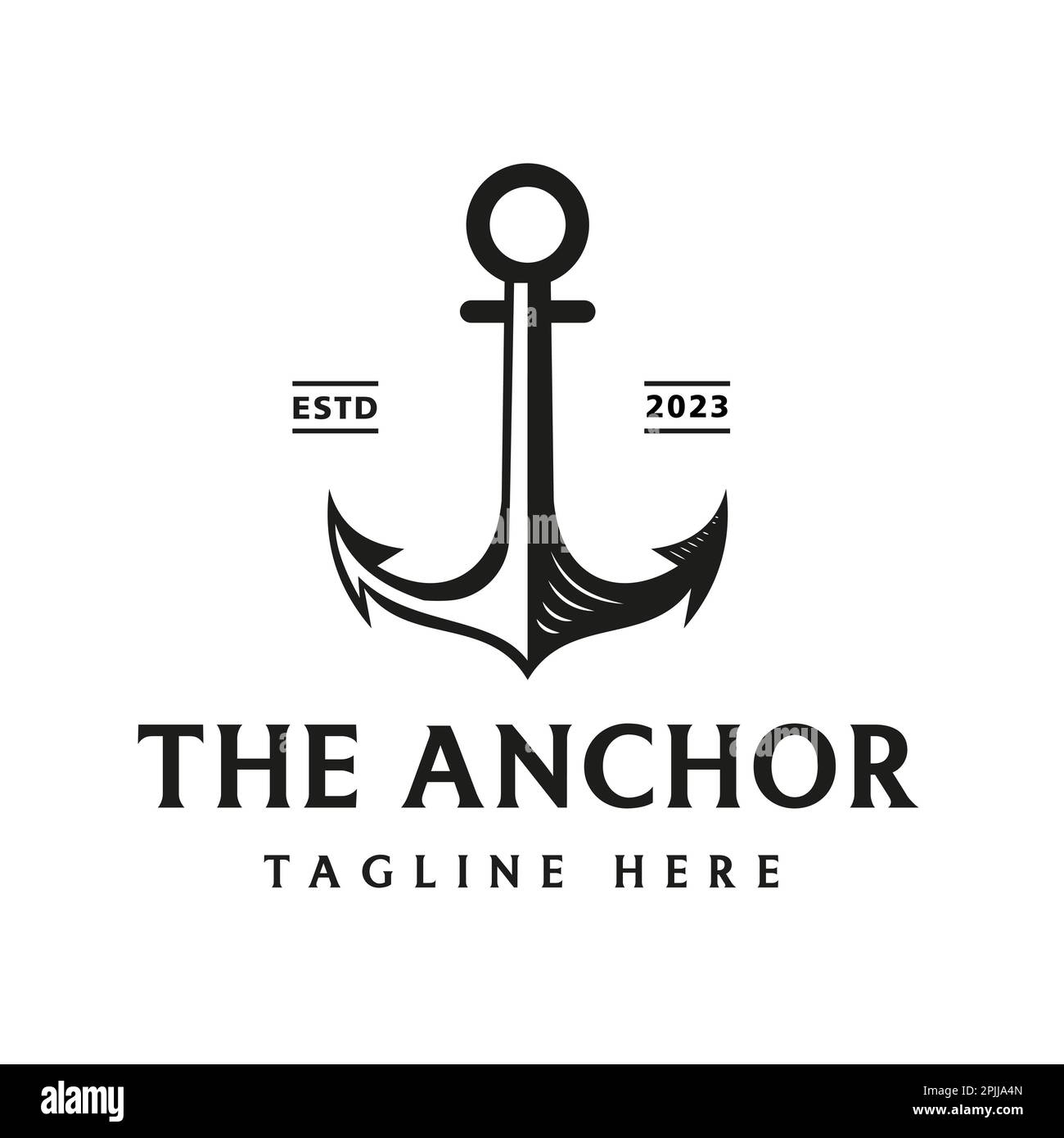 Logo vettoriale vintage retro Country Anchor Ship, illustrazione del design vintage Water Transportation Concept Illustrazione Vettoriale