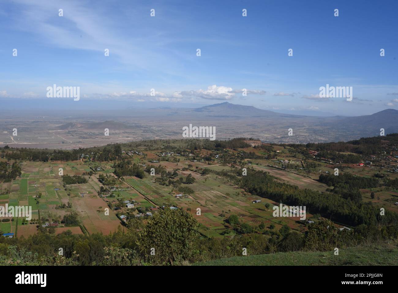 La Great Rift Valley Kenya, vista dal punto di vista di Kamandura, Mt. Vista su Longonot Foto Stock