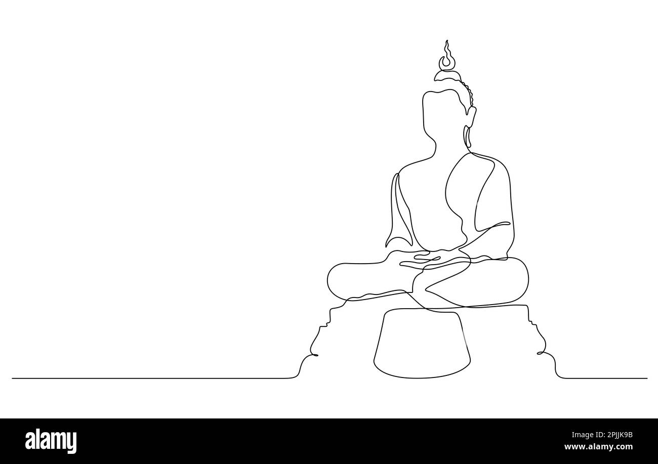 illustrazione del vettore di disegno a linea continua buddha line art Illustrazione Vettoriale