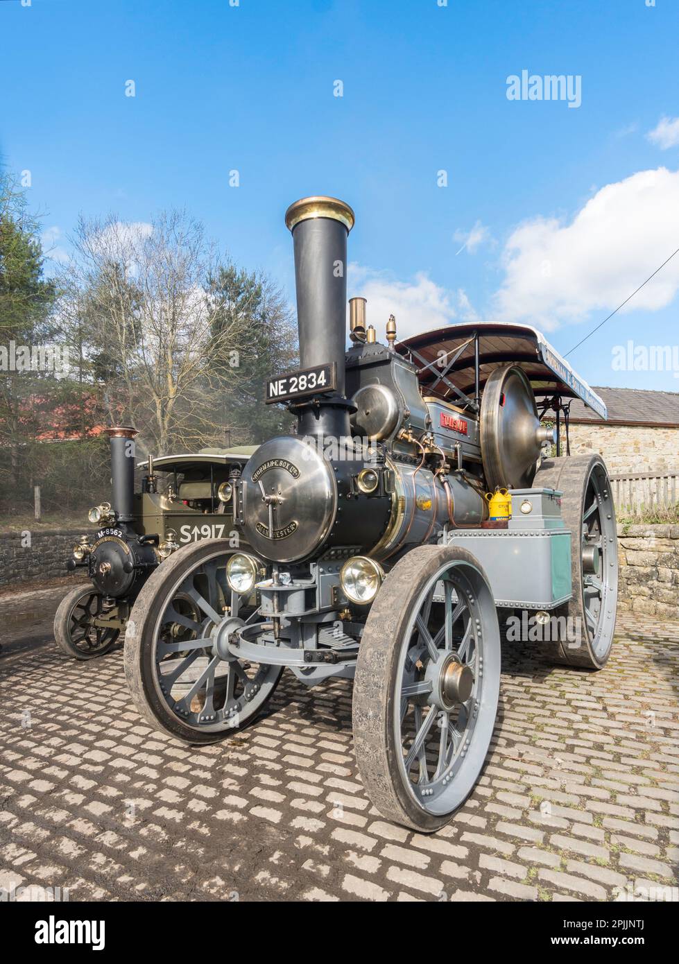 Replica Fowler Road locomotive 16263Talisman al Beamish Museum Steam gala, Inghilterra, Regno Unito Foto Stock