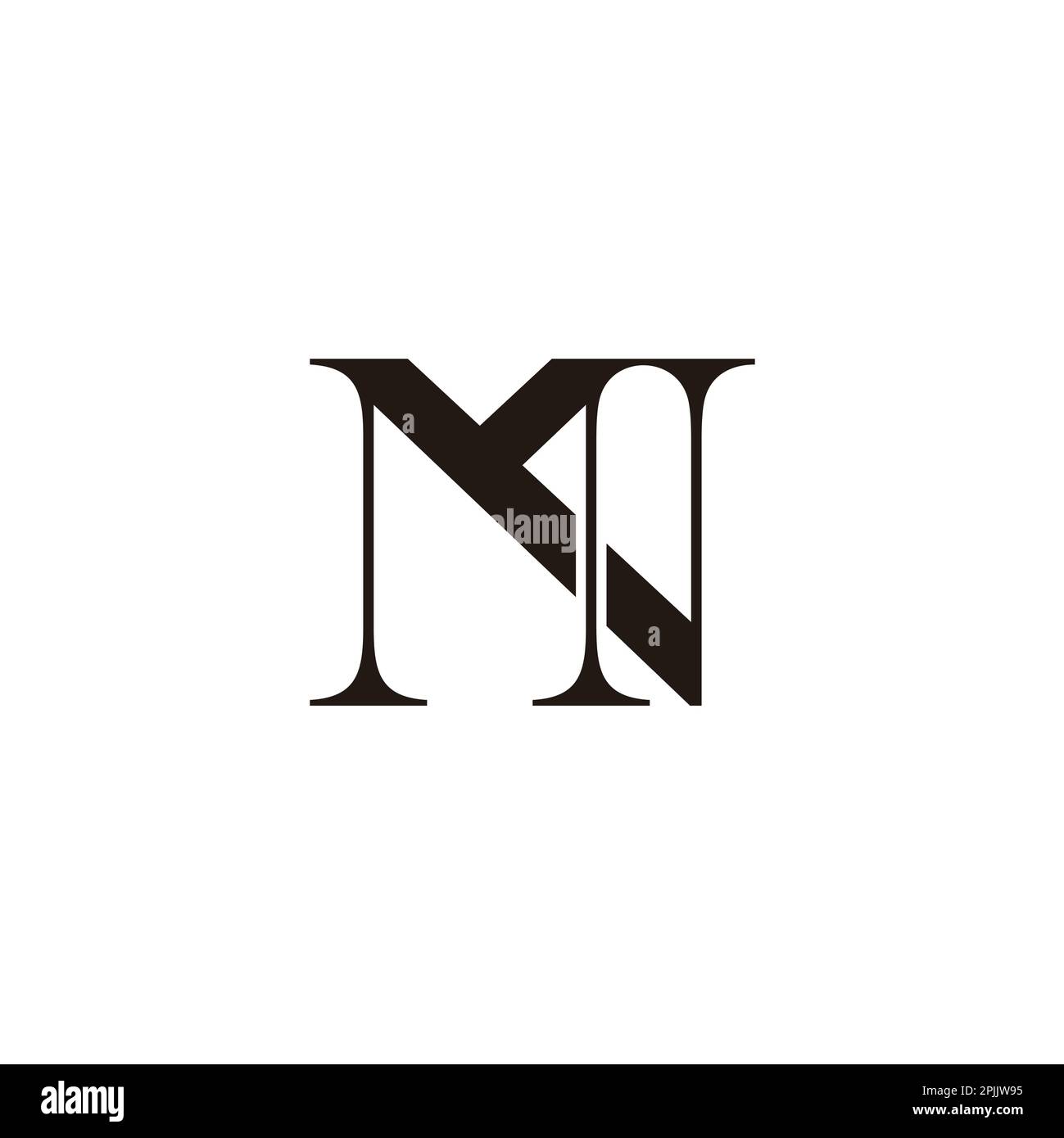 lettera mn serif font semplice vettore logo Illustrazione Vettoriale