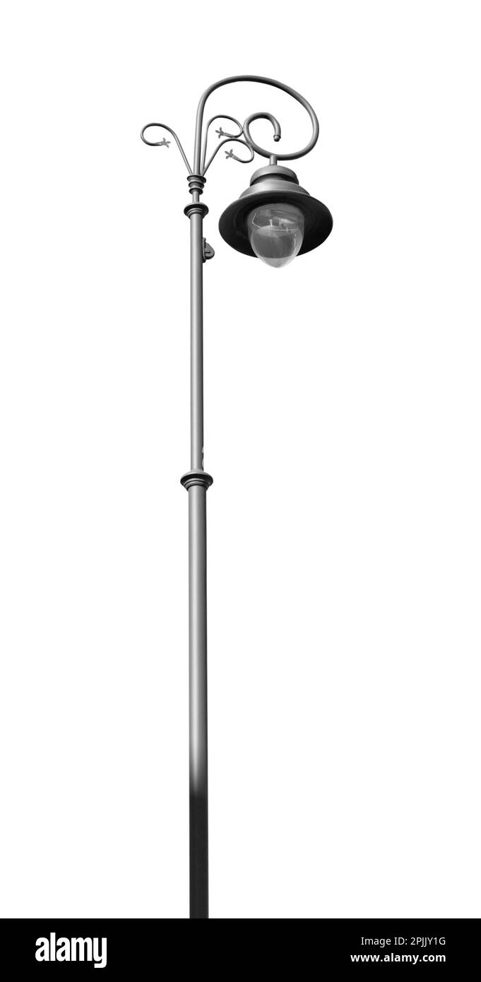 Splendida lampada da strada in stile retrò su sfondo bianco Foto Stock