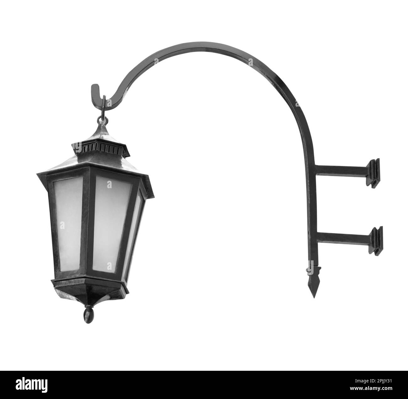 Splendida lampada da strada in stile retrò su sfondo bianco Foto Stock