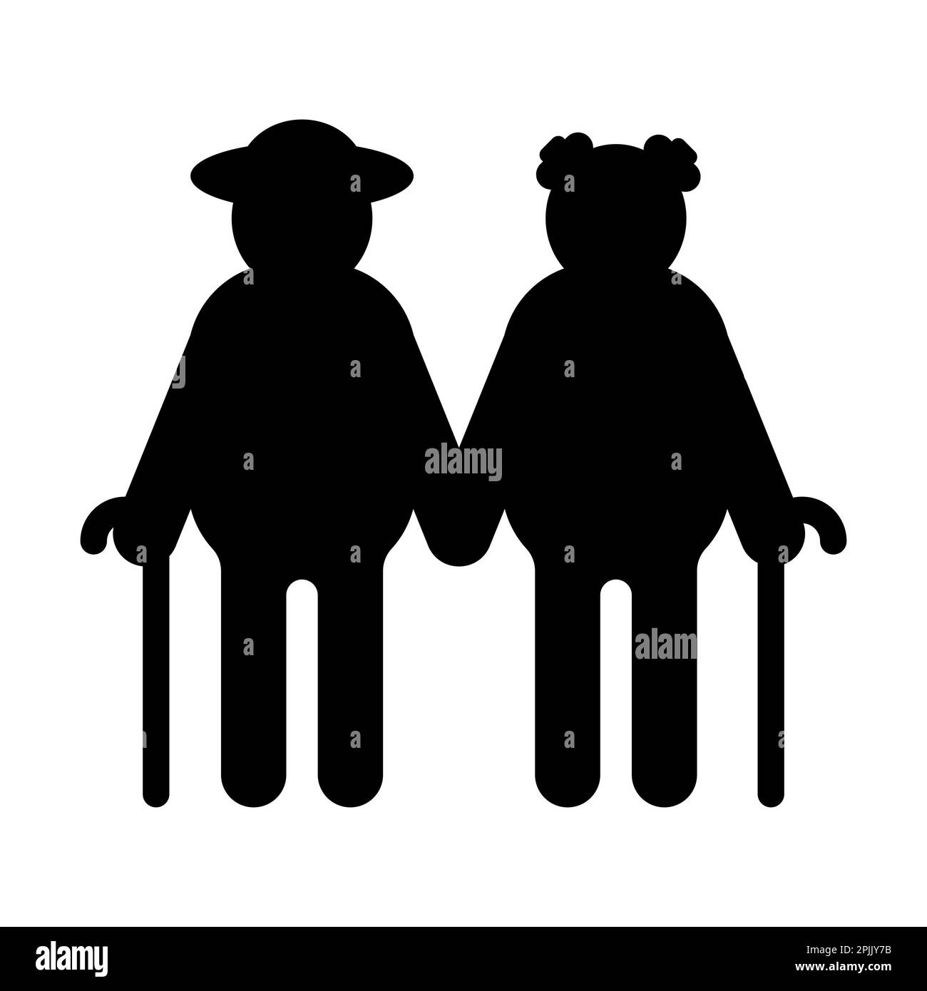 Coppia anziana su sfondo bianco, illustrazione. Concetto di pensionamento Foto Stock