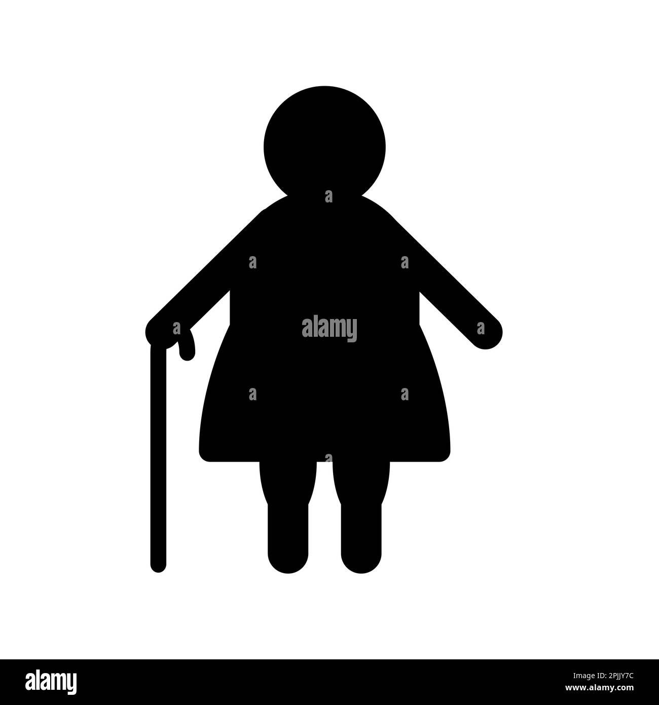 Donna anziana su sfondo bianco, illustrazione. Concetto di pensionamento Foto Stock