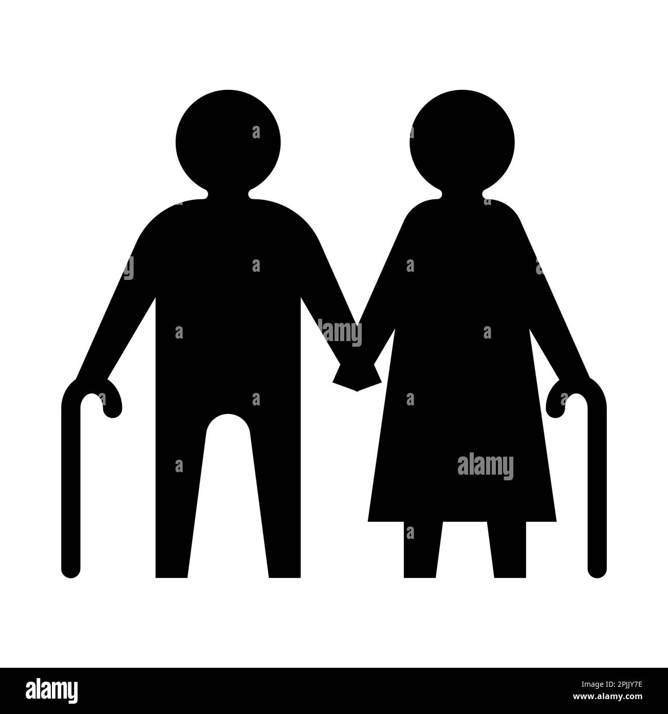 Coppia anziana su sfondo bianco, illustrazione. Concetto di pensionamento Foto Stock