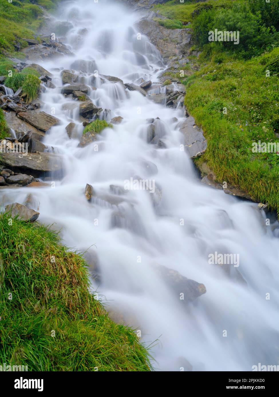Cascata Beilstein. Alpi Otztal nel Parco Naturale Otztal. Europa, Austria, Tirolo Foto Stock