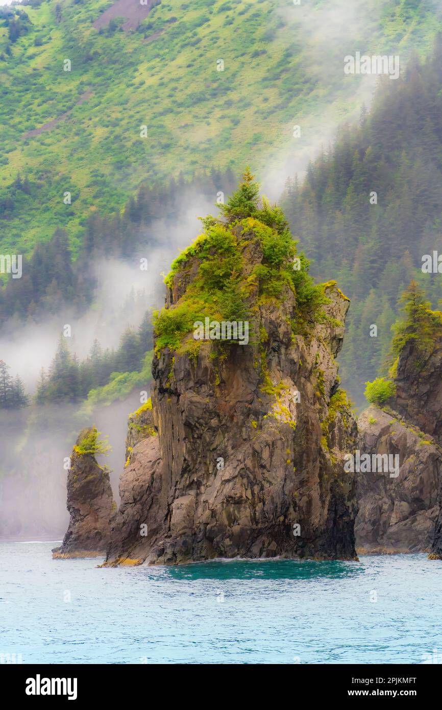 Alaska, Penisola di Kenai. Paesaggio panoramico della costa rocciosa. Foto Stock