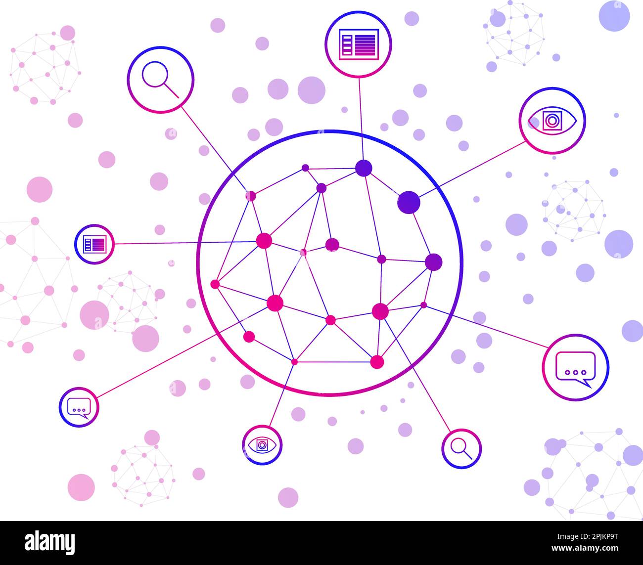 Intelligenza artificiale servizi: immagine e riconoscimento vocale, l'analisi del testo, motore di ricerca Illustrazione Vettoriale