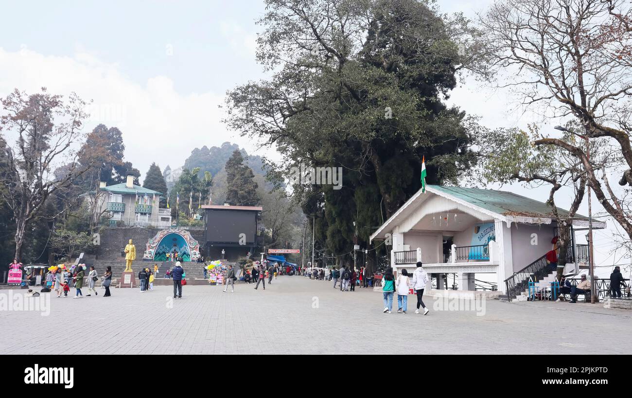 Vista di Mall Road, Darjeeling, Bengala Occidentale, India. Foto Stock