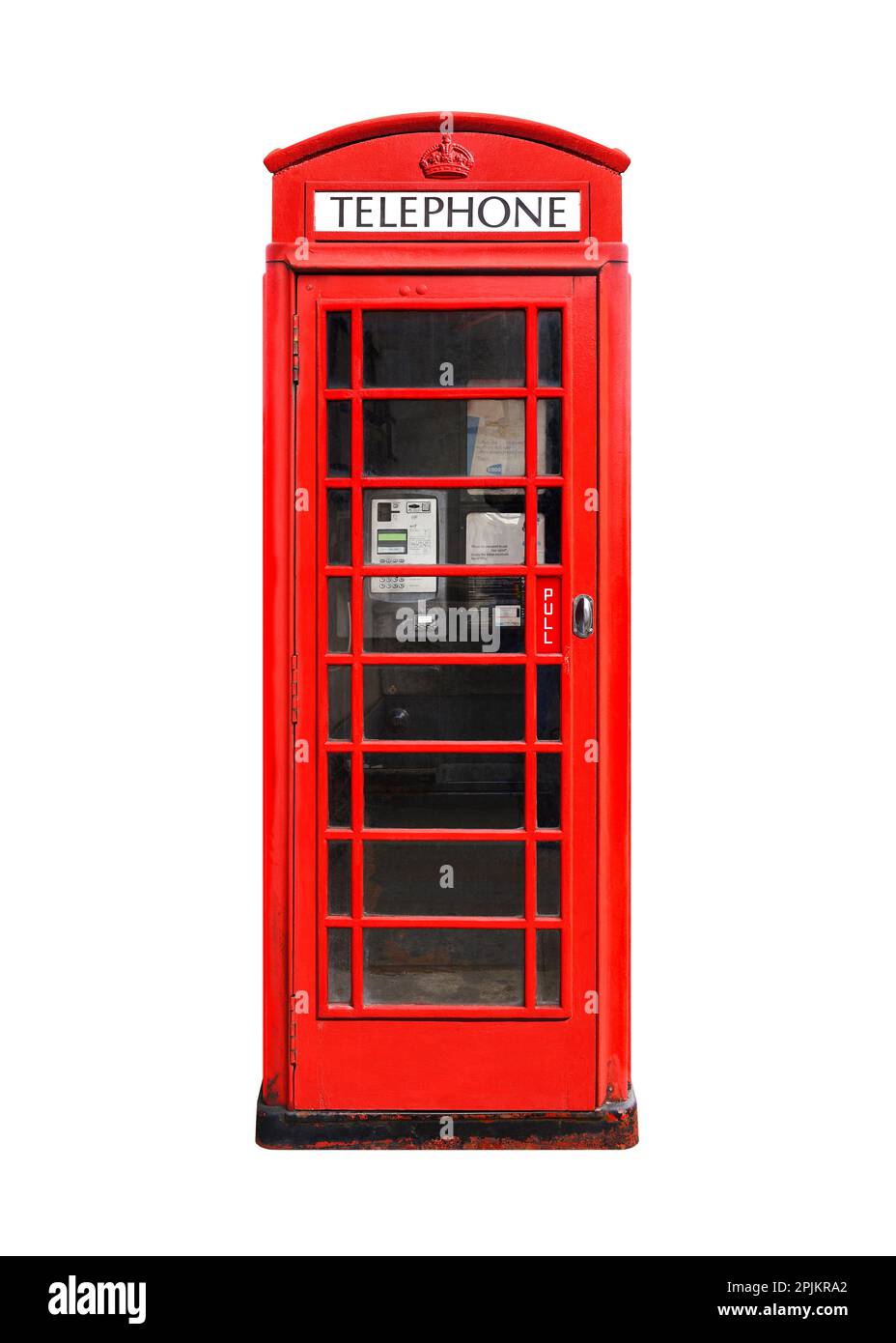 Scatola telefonica rossa, ritaglio, Regno Unito Foto Stock