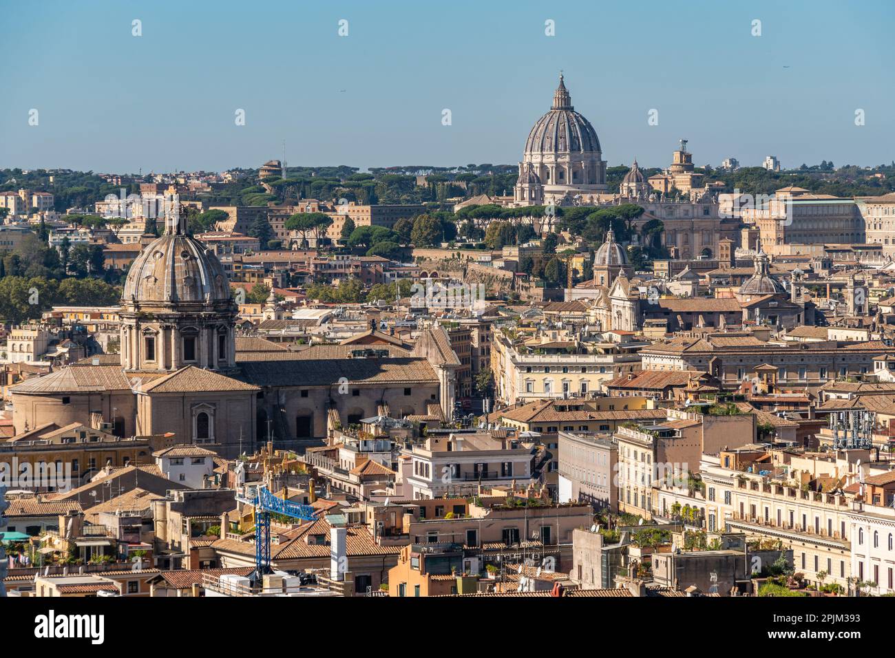 Panorama panoramico di Roma visto dalla terrazza dell'altare della Patria (altare della Patria o Vittoriano), Roma, Italia Foto Stock