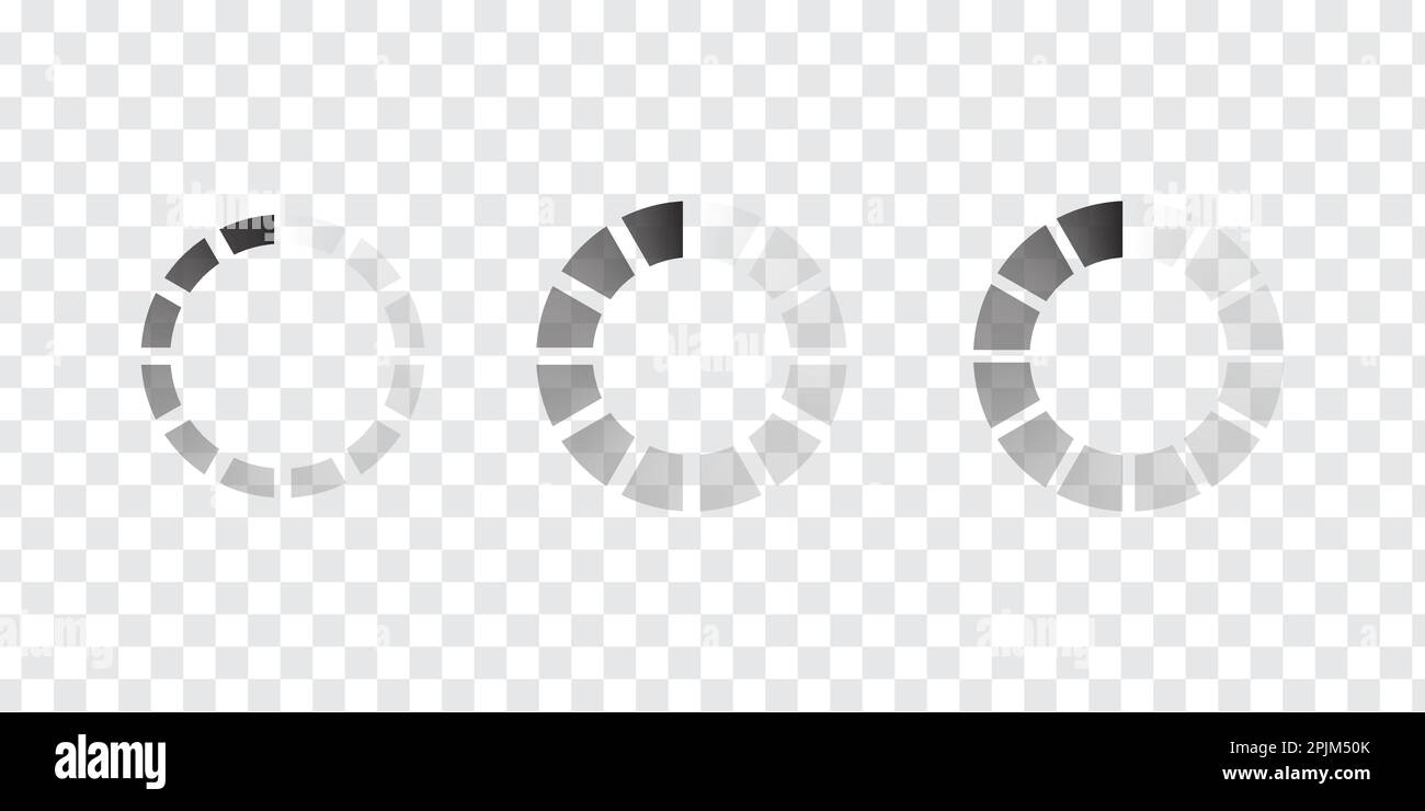 Cerchio barra di avanzamento caricatore con strisce. Round bar ciclico icona. Applicabile come caricare, scaricare icona. Parte dell'interfaccia dell'app web. Progresso trasparente b Illustrazione Vettoriale