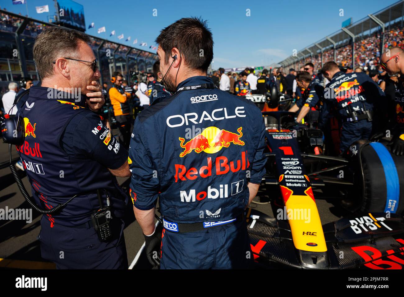 Albert Park, 2 aprile 2023 Christian Horner, team principal del Red Bull Racing F1 Team in griglia prima della partenza della gara. Corleve/Alamy Live News Foto Stock