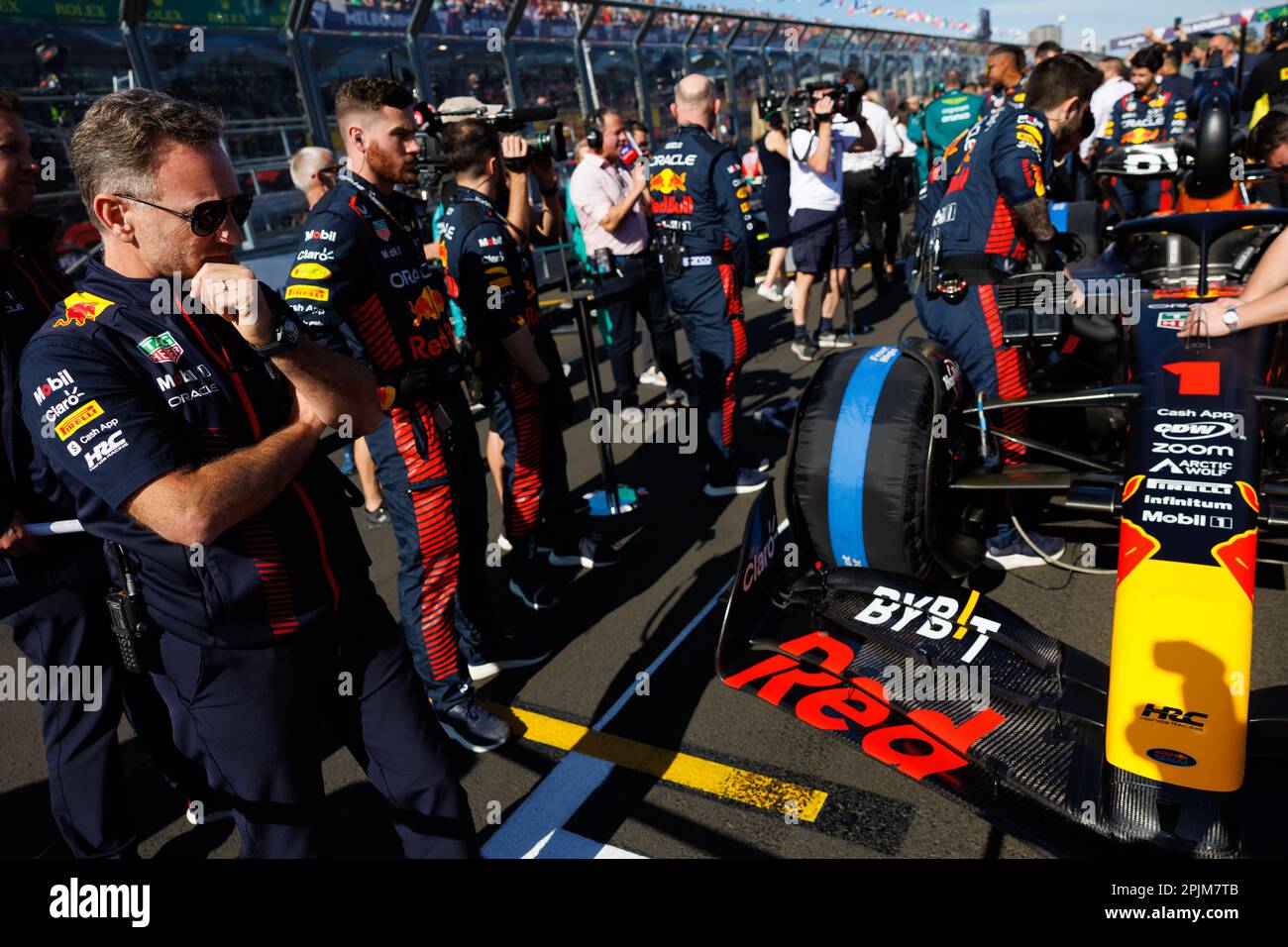 Albert Park, 2 aprile 2023 Christian Horner, team principal del Red Bull Racing F1 Team in griglia prima della partenza della gara. Corleve/Alamy Live News Foto Stock
