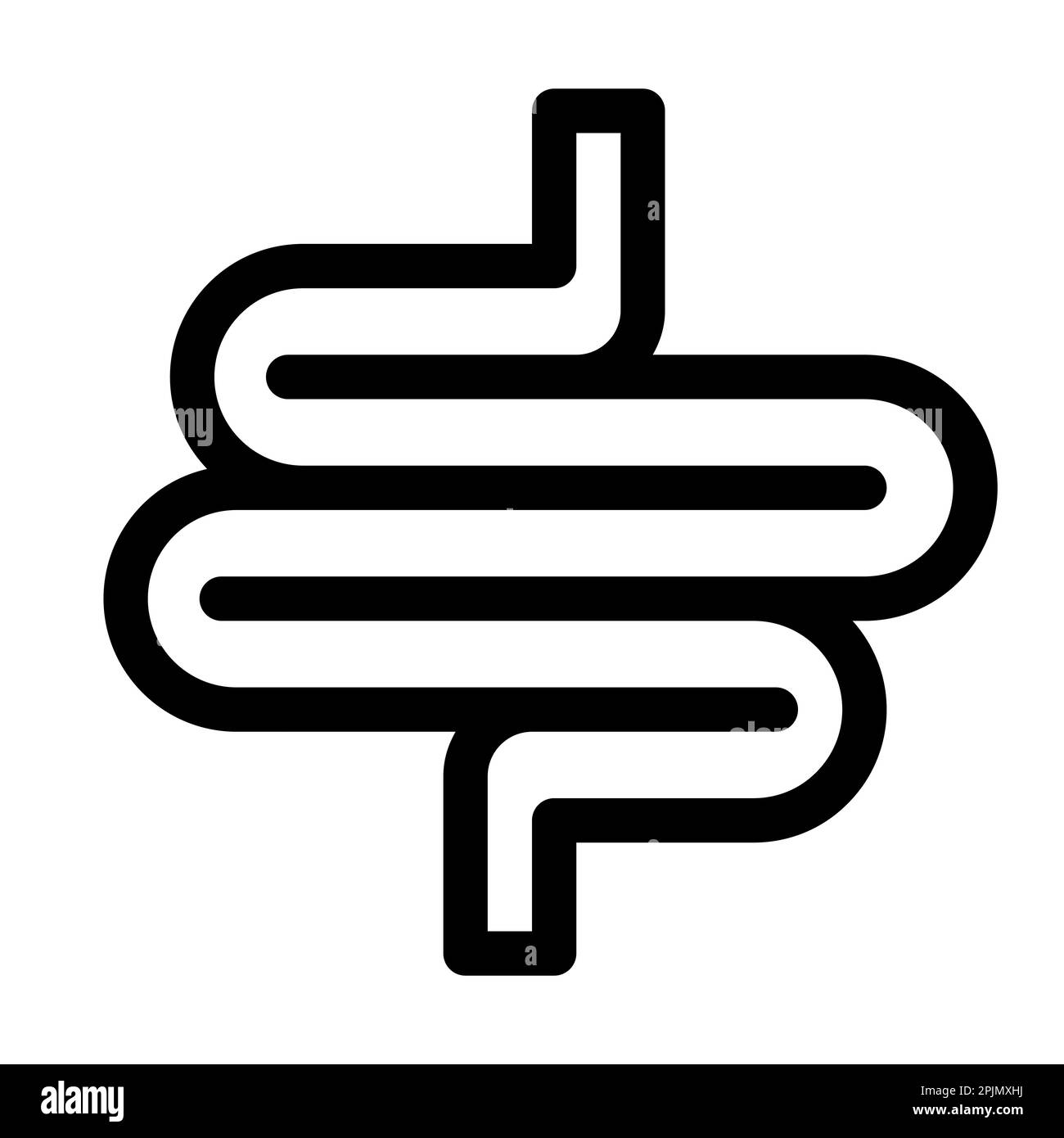 Icona della linea d'organo dell'intestino. Simbolo o segno dell'intestino. Simbolo dell'organo umano, segno. Illustrazione vettoriale Illustrazione Vettoriale